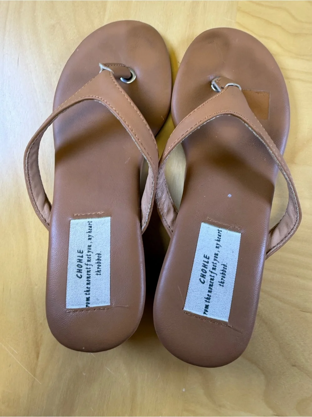 Chohle Classic Tan Wedge Thong Sandal with Cushioned Footbed